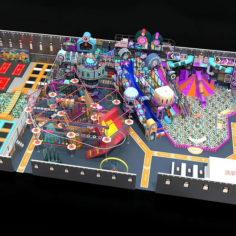 Trendy Themed Children Indoor Playground with Diverse Activity Zones and Space-Efficient Design