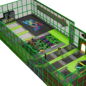 Green Color Indoor Fun Kids Trampoline Park