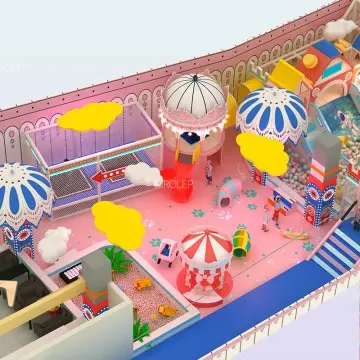 Macaroon Theme Commercial Adventure Park Customized Indoor Playground Equipment for Kids with Obstacle Course Ninja Warrior and Trampoline